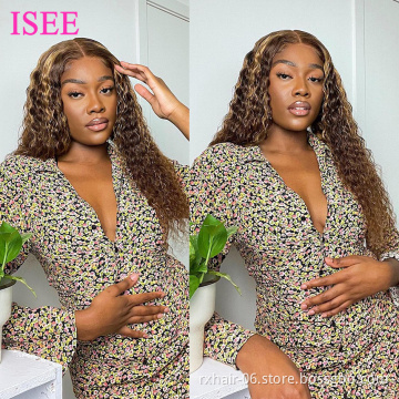 Transparent Wig Vendors Wholesale Ombre Highlight Piano Color Deep Wave Curly Wig Cuticle Aligned Highlight Hd Lace Front Wig